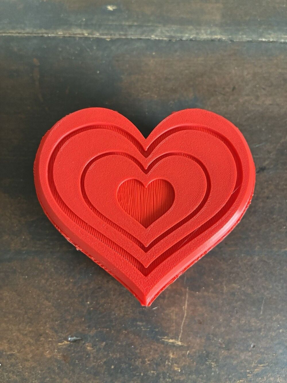 3D Printed Heart Gift Box Hinged Trinket Keepsake Box Red